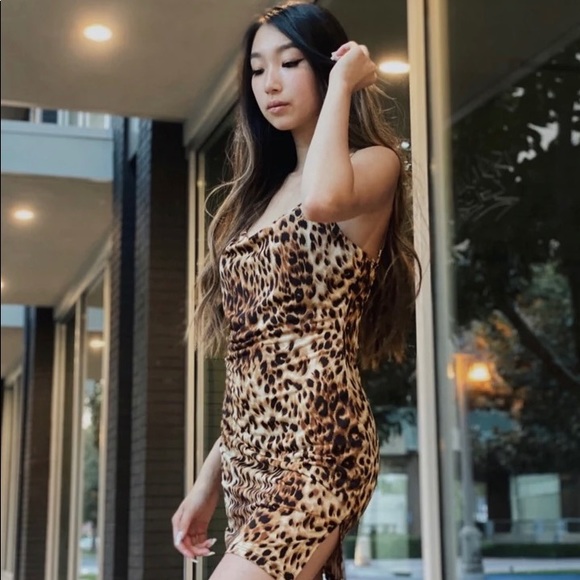 PUBLIK Bethany Leopard Mini Dress (M) - Picture 2 of 4